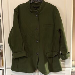 Banana Republic Green Blazer with Stand-Up Collar